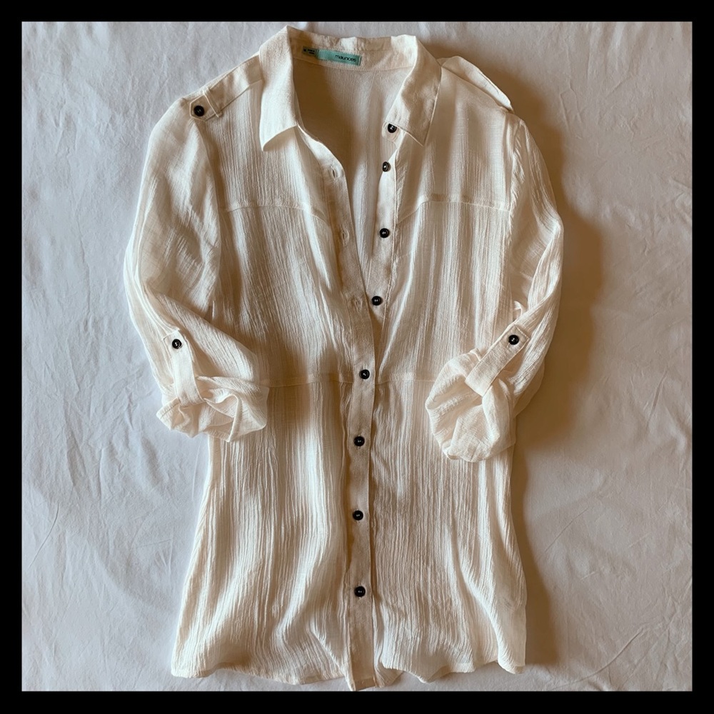Cream button up top